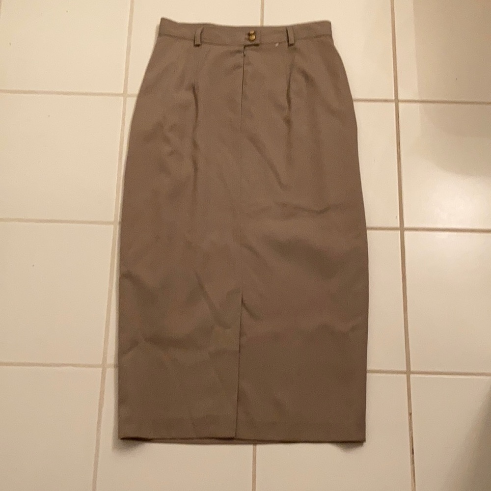 New Orleans Kenneth Gordon USA Vintage Lined Maxi Tan Skirt Sz 14 With Back Slit